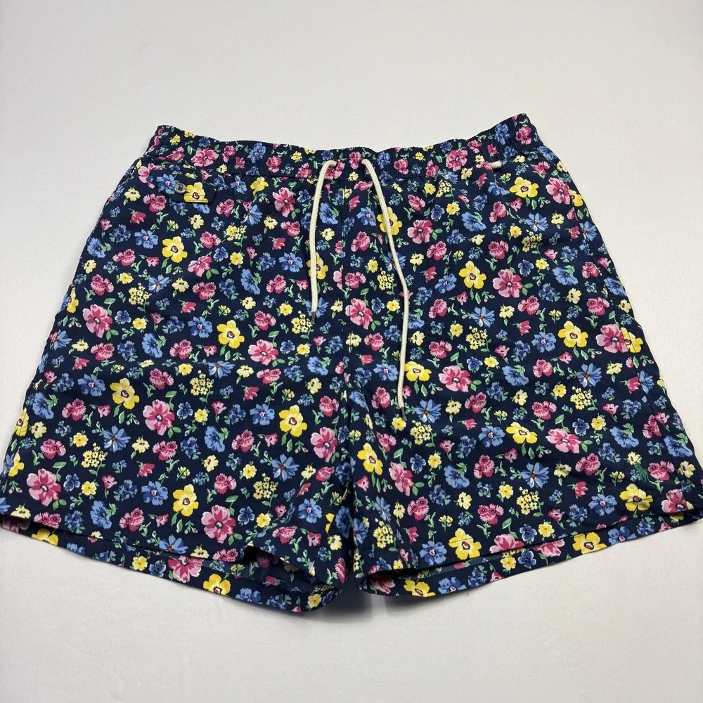 Polo Ralph‎ Lauren Swim Trunks Mens 2XB Big Navy Multi Floral Mesh Lined Shorts